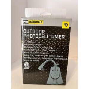 Pro Essentials Outdoor Photocell Timer With 2 Outlets & Automatic Sensor